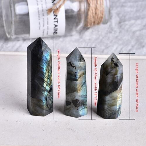 Natural Moonstone Hexagonal Column Crystal Spiritual Guardian Angel Stone Wish you good luck chakra healing couple jewelry