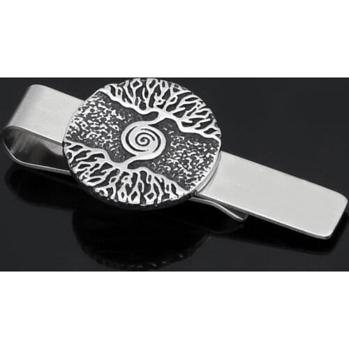 Stainless steel Nordic Viking Yggdrasil treee of life amulet Tie Clips
