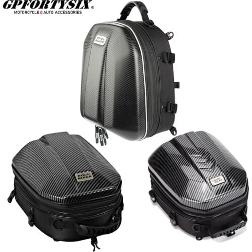 New Classic Black Carbon Silver Waterproof Motorcycle Tail Bag Multifunction Backpack Durable Motorbike Rear Seat Bag Helmet Bag