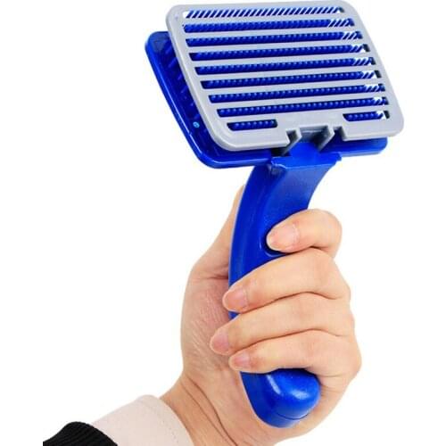 New Manual Hair Removal Brush Pet Comb Rake for Medium Large Dogs Plastic Push Hair Pet Comb Button Self Cleaning Pet Products