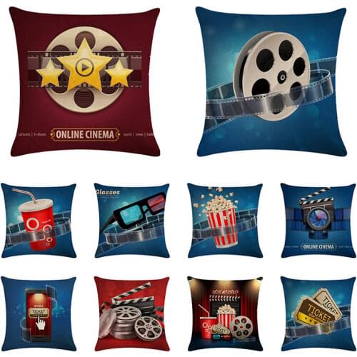2020 new movie theater popcorn cushion cover film projection with pilowcase linen car sofa decorative pillow cover 45x45