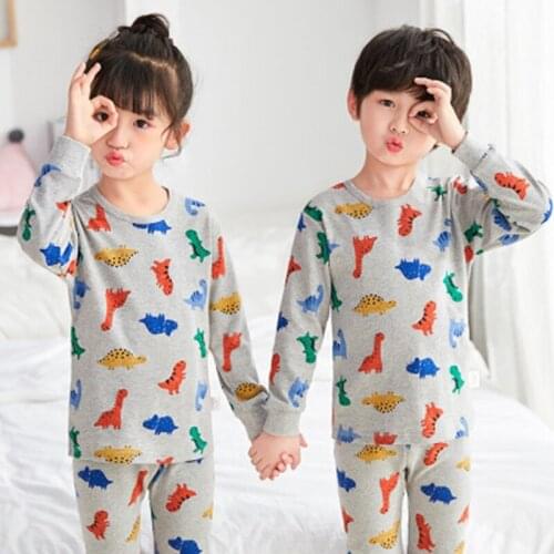 New Cotton Long Sleeve Girls Clothes Boys Pyjamas Children Cartoon Pajamas Sets Baby Sleepwear Pijamas Kids Nightwear