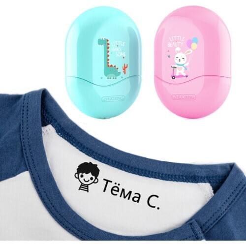 NEW Custom-Made Baby Name Stamp Big Size Dinosaur Rabbit Shell Not Easy To Fade Pad Ink DIY for Children Clothes Chapter Gift