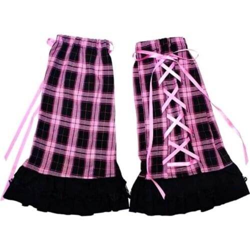 New Autumn Winter Japanese Hot Girl Pink Bandage Punk Knee Warm Leg Cover Harajuku JK Handmade Leg Warmer