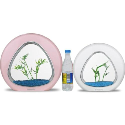 Office White Fish Tank Desk Home Landscape Creative Ecosystem Live Fish Tank Led Light Goldfish Acquario Aquarium Decor EI50YG