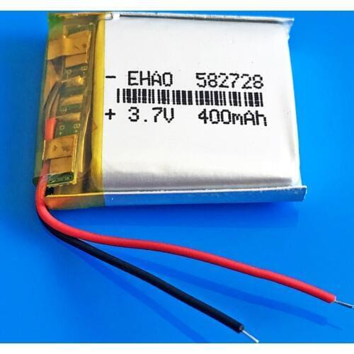 3.7V 400mAh 582728 Rechargeable lipo battery li polymer lithium batteries for MP3 MP4 GPS DVD bluetooth recorder e-book camera