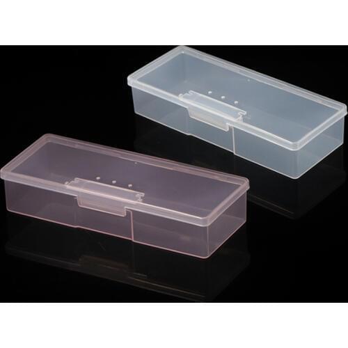 Nail Plastic Storage Box Clear Holder Container Pink Case Manicure Tools Translucent for Scissor Brush Files Sponge Collect Box