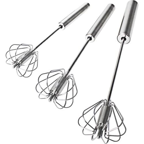 Semi Automatic Egg Beater 430 Stainless Steel Egg Whisk Manual Hand Mixer Self Turning Egg Stirrer Kitchen Accessories Egg Tools