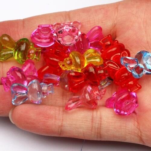 Colorful Mixed 30pcs/lot Transparent Cute Rabbit Acrylic Beads 20x13mm Loose Spacer Beads For Jewelry Making DIY Accessories