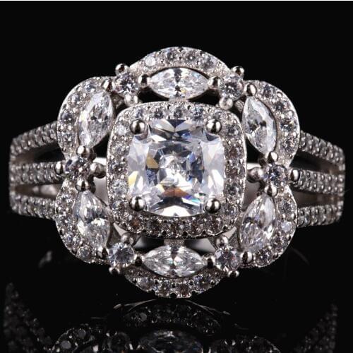 WYJZY Square zircon ladies exaggerated ring luxury temperament ladies jewelry party travel classic ring