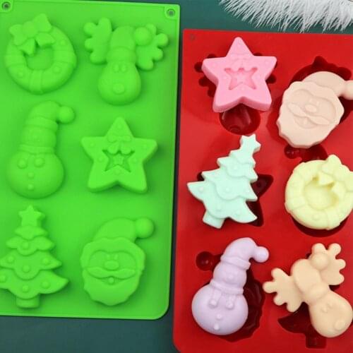 Christmas Molds Silicone Crafts Nice-looking Soft Healthy Christmas Tree Snowman Shaped Cake Mold DIY Baking Mould for Home
