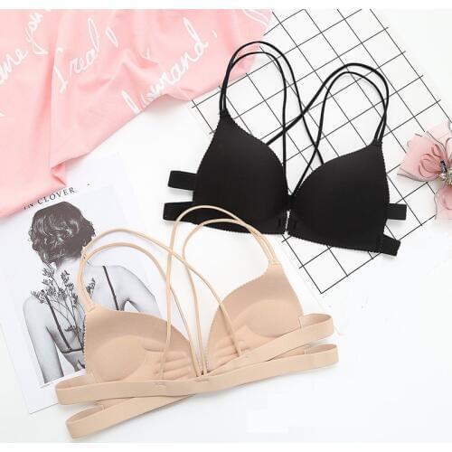 Sexy Deep U Cup Bras For Women Push Up Lingerie Seamless Bra Wire Free Bralette Backless Plunge Intimates Female Underwear