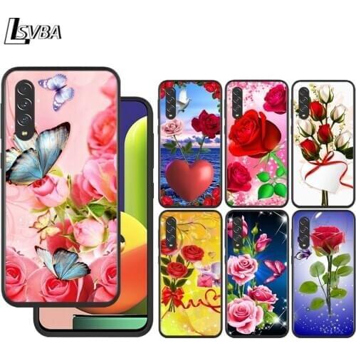 Red Flower Butterfly for Samsung Galaxy A90 A80 A70 A60 A50 A40 M30 A20E A2Core A10S A10E Silicon Soft Black Phone Case