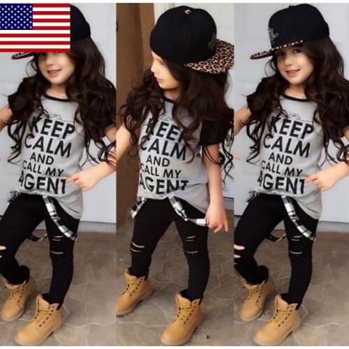 USA Boutique Toddler Kids Girl Tops T-shirt Pants Leggings Outfits Set Clothes