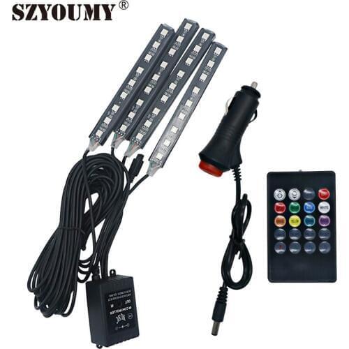 Car RGB led strip light 12V Car Interior Decorative light automobile Atmosphere lamp and remote control