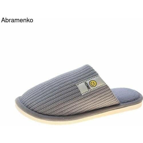 Warm Winter Home Slippers knitted Cotton Non-Slip Thick Warm House Shoes Women Men Slippers Indoor Shoes Flats Plus Size 36-44