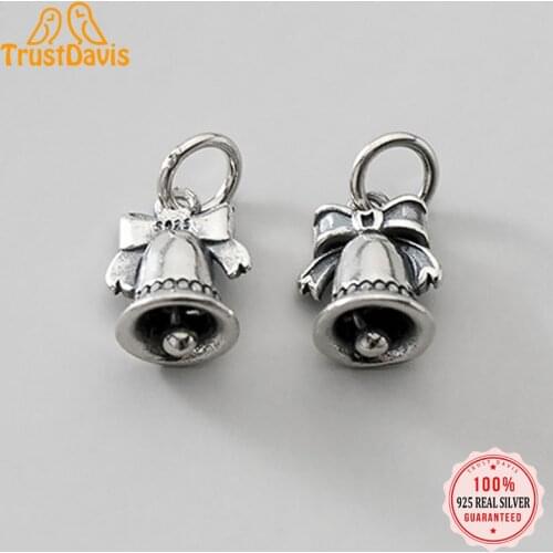 Trustdavis Real 925 Sterling Thai Silver Fashion Sweet 2021 Bell Charm Pendant Handmade DIY Accessories Wholesale Jewelry DZ258