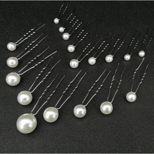 Women U-shaped Pin Metal Barrette Clip Hairpins Simulated Pearl Bridal Tiara Hair Accessories Wedding Hairstyle Design Tools