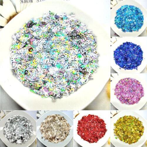 Ultra-thin PET Sequins 5mm Letter Laser Glitter 3D Nail Sequin Paillettes Eo-Friendly Loose Sequin for Nails Art Decorations 10g