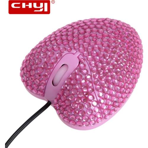 USB Mouse Wired Gaming Optical Mause Diamond Pink Heart Design Girls Gift Mouse 3D Mini Ergonomic Mice For PC Laptop Computer
