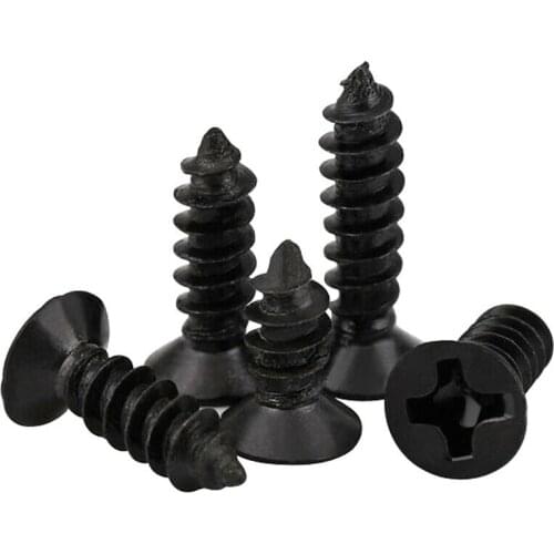 M3.5 M4 Black Steel Phillips Countersunk Flat Head Self Tapping Wood Screws Sheet Matal Screw