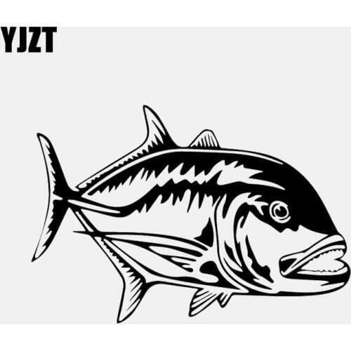 YJZT 16.3CM*11.1CM Car Sticker Hawaiian Ulua Fish Vinyl Decal Car Window Decor Black/Silver C24-0906
