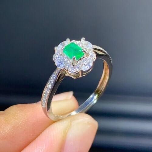Jewelry Affordable Luxury Emerald Ring for Party3*4mm Natural SI Grade Emerald Silver Ring 925 Silver Emerald Jewelry