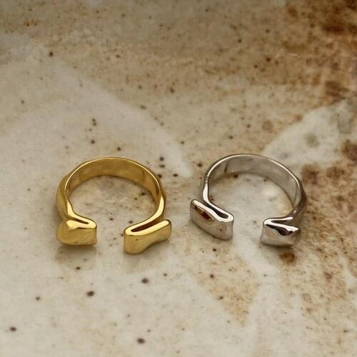 SHANICE S925 Sterling Silver Open Ring INS Ins Lava Irregular Wide Exaggerated Opening Personality Fashion Ring Jewelry Cool