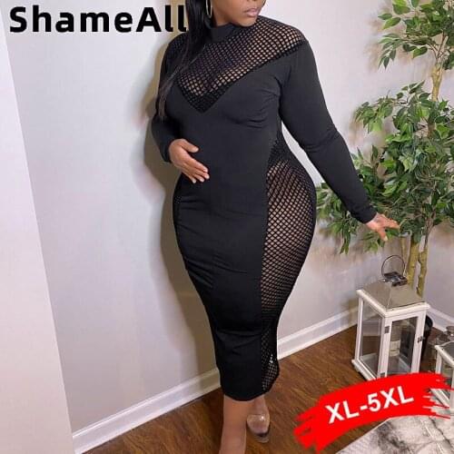 Plus Size Red Striped See Through Mesh Party night Club Dress 4XL Summer French Elegant Birthday Robe Loose Long Maxi Dresses