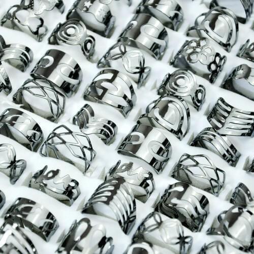 20Pcs Vintage Gun Black Alloy Ring Gypsy Adjustable Finger Tattoo Rings Lots For Women Female Mix Style Jewelry Wholesale LR4039