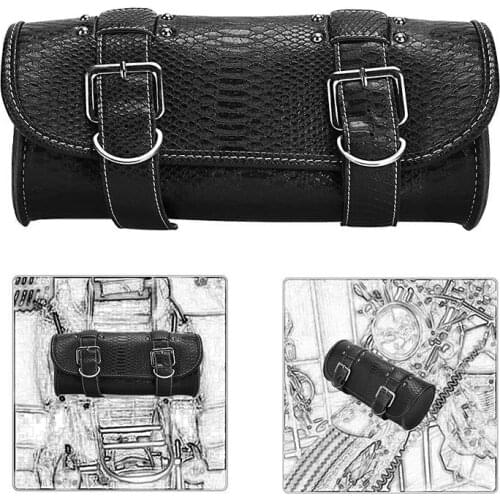 1PCS Motorcycle PU Leather Vintage Saddlebag Roll Barrel Tool Side Saddle Bag for Harley for Honda Softail Custom