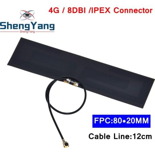 10pcs GSM GPRS 2G 3G 4G LTE internal antenna 8dbi FPC connector 80*22mm wireless modem aerial 8cm Long IPEX connector