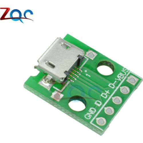 10pcs MICRO USB to DIP Adapter 5pin Female Connector B type PCB Converter Pinboard 2.54