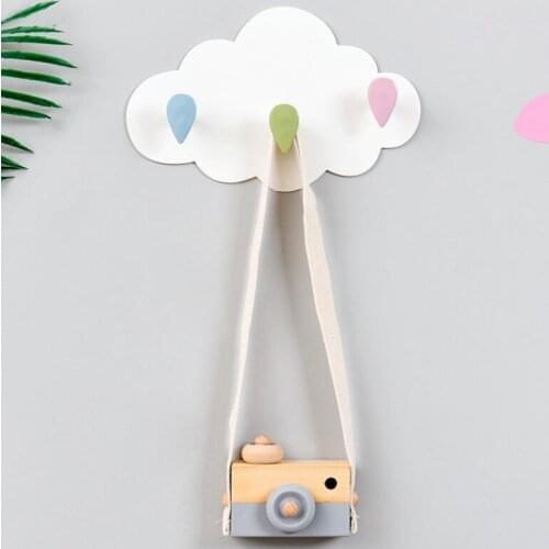 3 Hooks Cloud Shape PP Wall Decorative Hooks Self-Adhesive Sticky Hook for Hanging Clothes Coat Hanger Key Holder Home Organizer