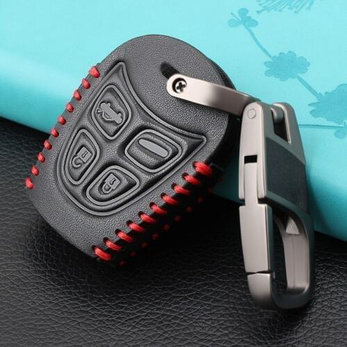 4 Button Key Fob Shell Case For SAAB 9-3 93 2003-2009 Leather Key Cover Keychain Car Key Bag Case Car Styling