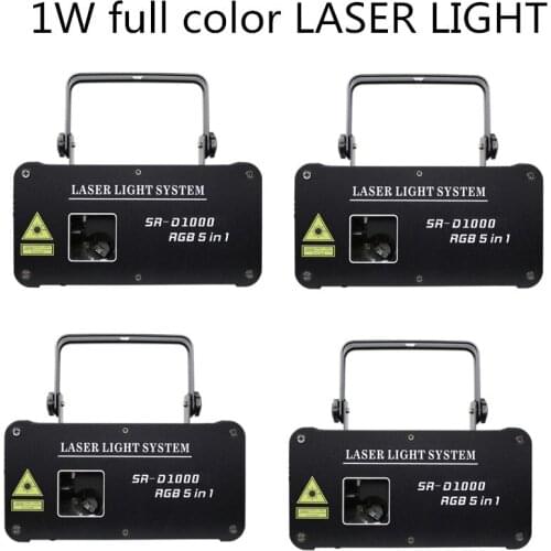 4PCS/ 5-IN-1 1W scanning animation full color laser light ,stage equipment voice control LED bar laser light KTV
