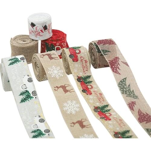 5M Christmas Decorations Cartoon Patterns Print Decorative Ribbon Pendant Hanging Artware for Home Office Shops