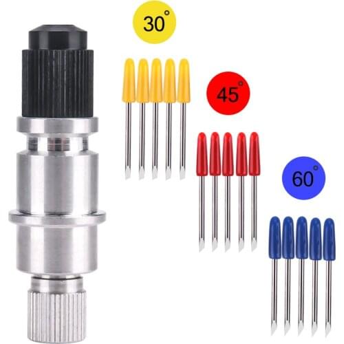 5PCS 30/45/ 60 Degree Vinyl Cutter Plotter Blades + Blade Holder For Graphtec CB09 Tungsten Steel Milling Cutter