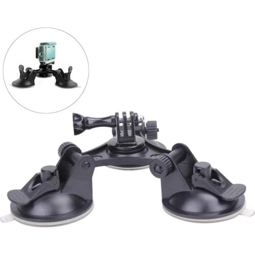 1/4" Car Windshield Screw Triple Vacuum Sucker Cup Tripod Mount Holder Support Bracket for Gopro Hero 5 4 Session SJCAM Camera
