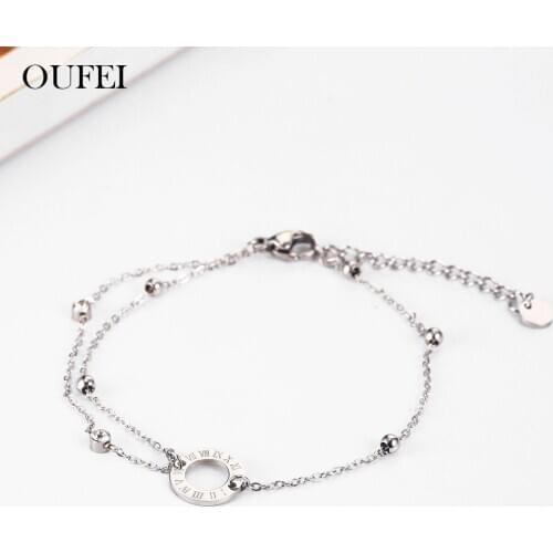 OUFEI Rose Gold Chain Link Bracelet Stainless Steel Jewelry Woman Vogue 2019 Jewelry Accessories Bohemian wholesale lots bulk