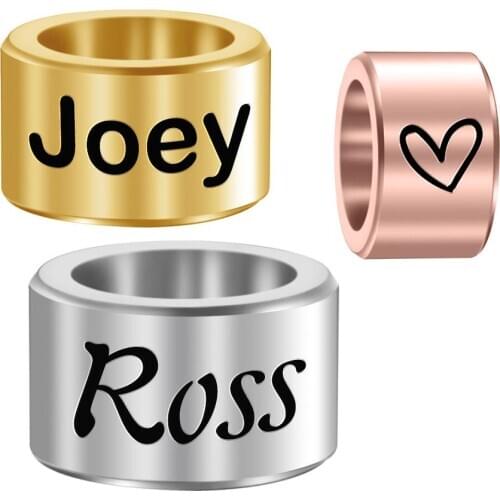 3 Sizes Stainless Steel Loose Beads Fits Personalized Bracelet Accessories Laser Engrave Name Balls Custom Jewelry