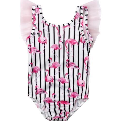 Baby Kids Girls One-piece Flamingo Tulle Swimsuit Little Girl Bikini Beach Suit Swimsuits Swimwear Bathing Suit 0-5T