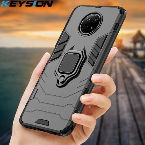 KEYSION Shockproof Armor Case for Redmi Note 9T 5G 9S 9 Pro 8 Pro Ring Stand Phone Back Cover for Xiaomi Redmi 9 9A 9c 8A 5 6 7A
