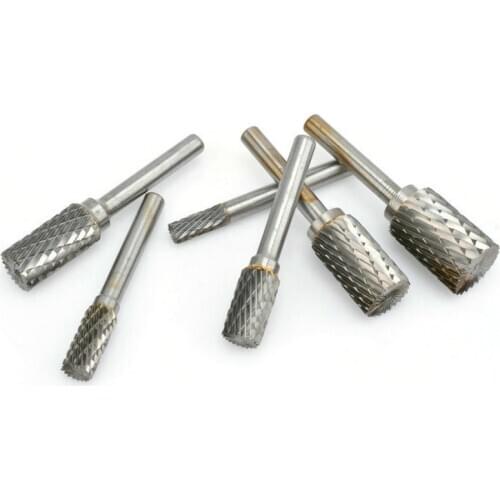 8pcs/set Tungsten Steel Rotary File Boule Slot with Blade on The Top Carbide Alloy Cylindrical Milling Cutter Column Type 3-16mm