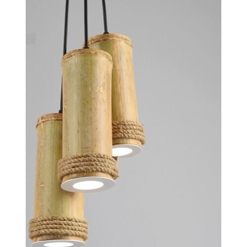 Decorative led 1/3 heads pendant lamps retro personality bar cafe restaurant home lighting Bamboo tube LED pendant lights ZA