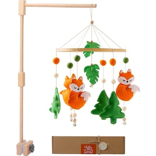 Rattles Bracket SetInfant Crib Mobile Bed Bell Bracket Protection Newborn Baby Toys Wooden Bed Bell Accessories Exquisite Box