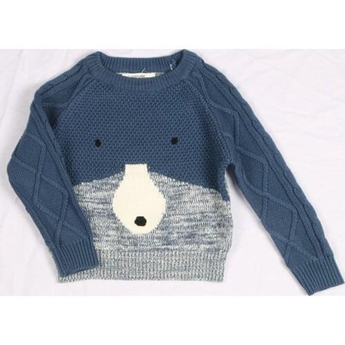 Kids Cartoon Sweaters 2021 New Arrival Cotton Knitted Pullovers Boys Cartoon Sweaters Twisted Bear Jacquard Pullovers For 18M-6Y
