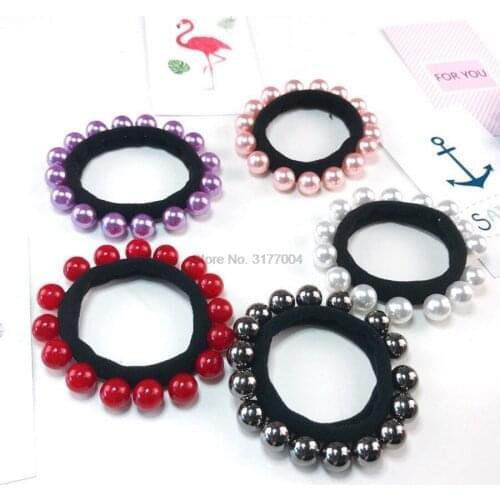 DHL 500pcs Fashion All beads Elastic Hair Bands Girls Handmade Bow Headband Scrunchy Kids Headwear