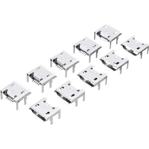 10pcs Micro USB Female Socket Connector 5Pin Type Legs Soldering Female for Mobile Phone Tabletels USB Connector