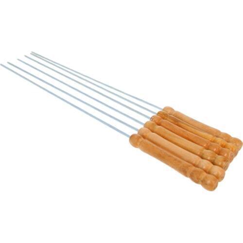 New 6pcs/12pcs Per Box Twist Barbecue Needle Barbecue String Barbecue Skewers Wood Handle Outdoor Camping BBQ Barbecue Tool 1Box